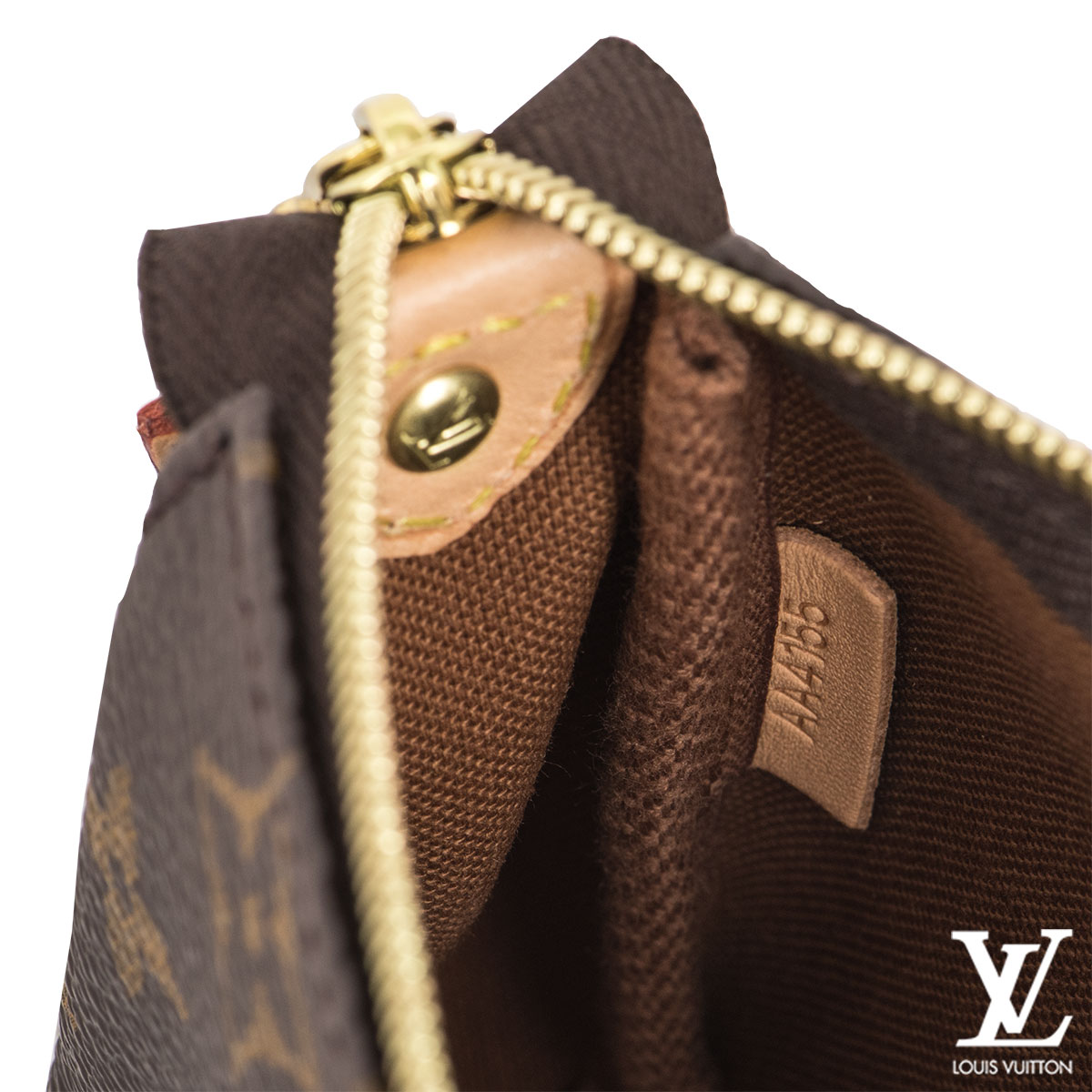 LOUIS VUITTON Pochette Eva Monogram Canvas Clutch Crossbody Bag Brown